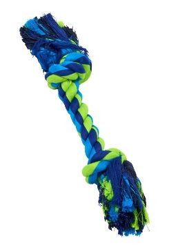 Hračka pes Buster dent rope 2 uzly modrá limetková 23cm S