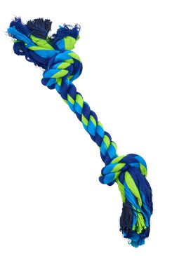 Hračka pes Buster dent rope 2 uzly modrá limetková 35cm L