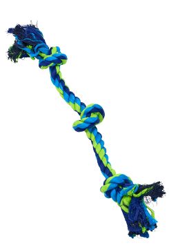 Hračka pes Buster dent rope 3 uzly modrá limetková 38cm S